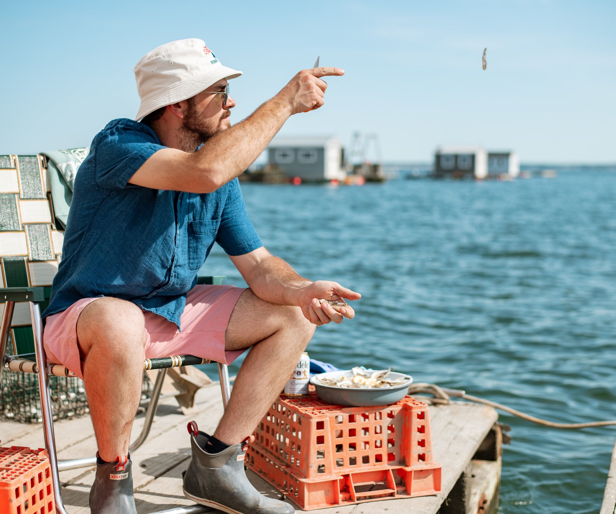 Island Creek White Sailboat Bucket Hat