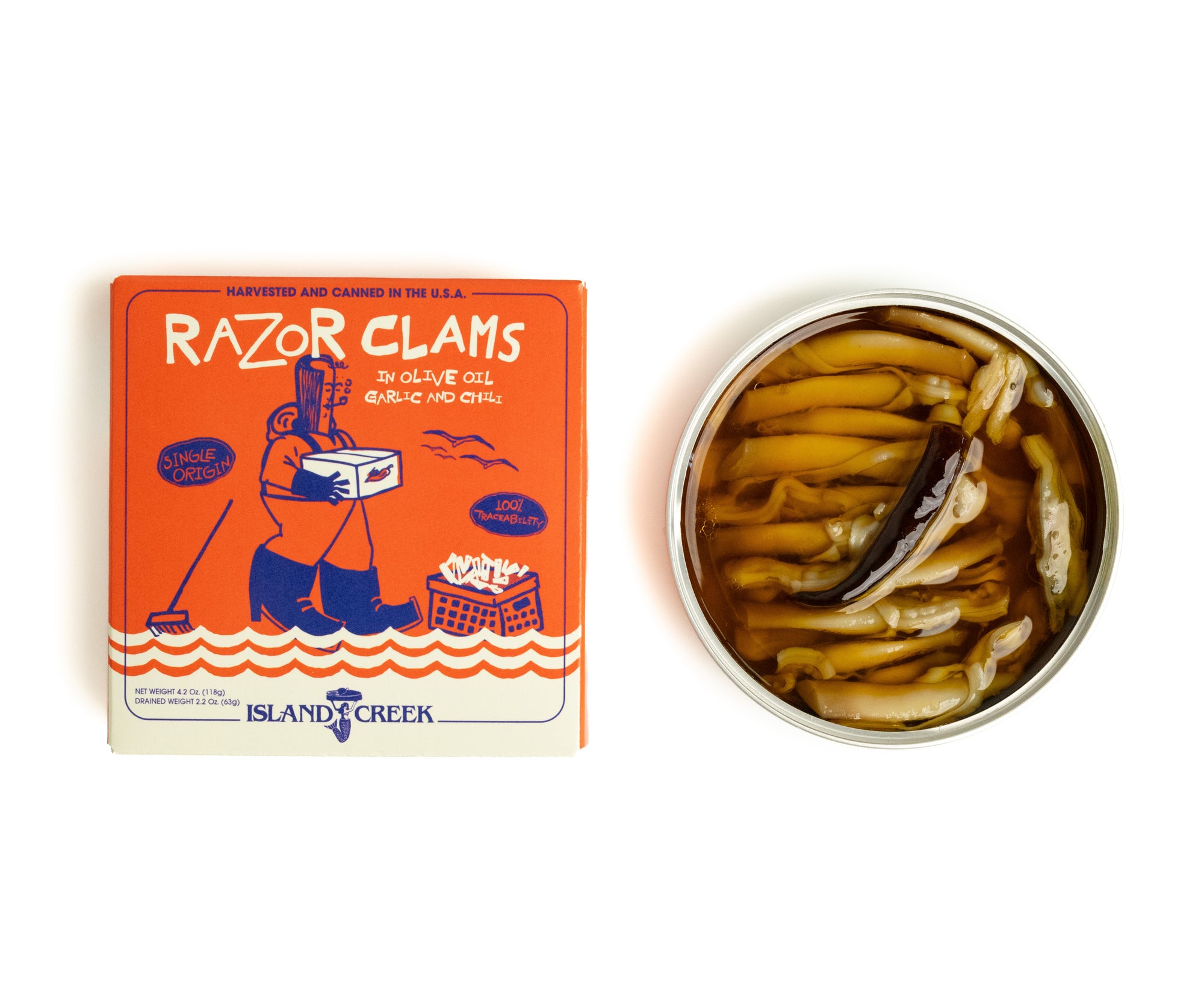 Island Creek Razor Clams in Olive Oil, Garlic, & Chili