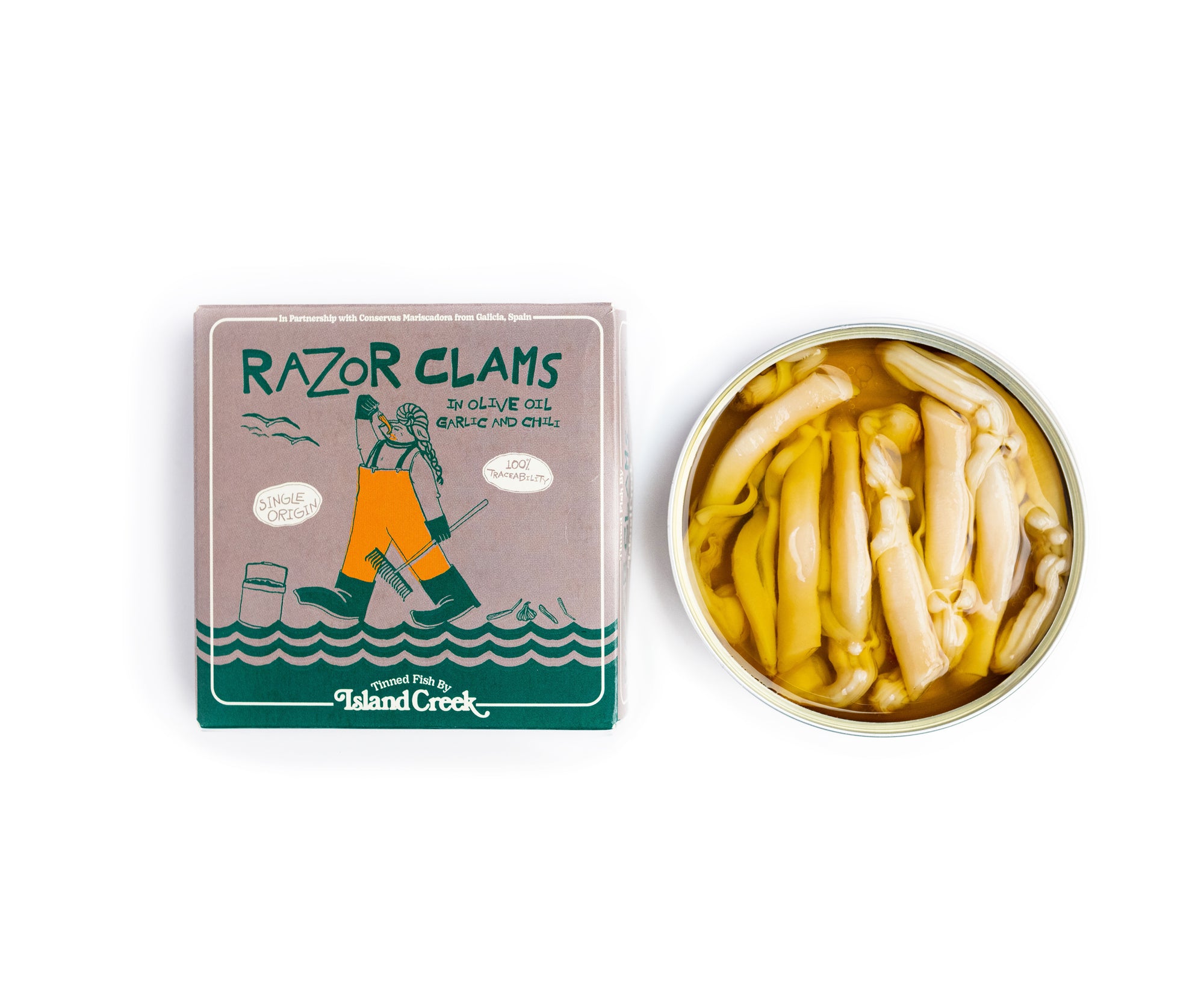 Island Creek x Mariscadora Razor Clams in Olive Oil, Garlic & Chili